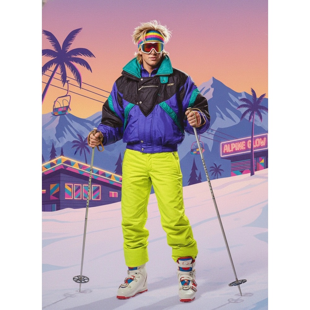Vintage Descente Ski Jacket Purple Teal Black Colorblock Hooded Retro